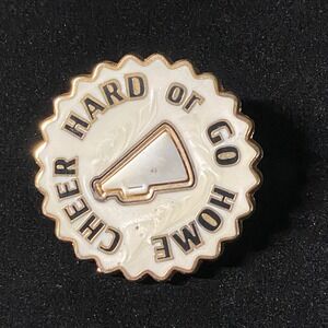 Varsity Cheer‎ Hard Go Home Megaphone Enamel Pin Badge Gold Tone Vintage